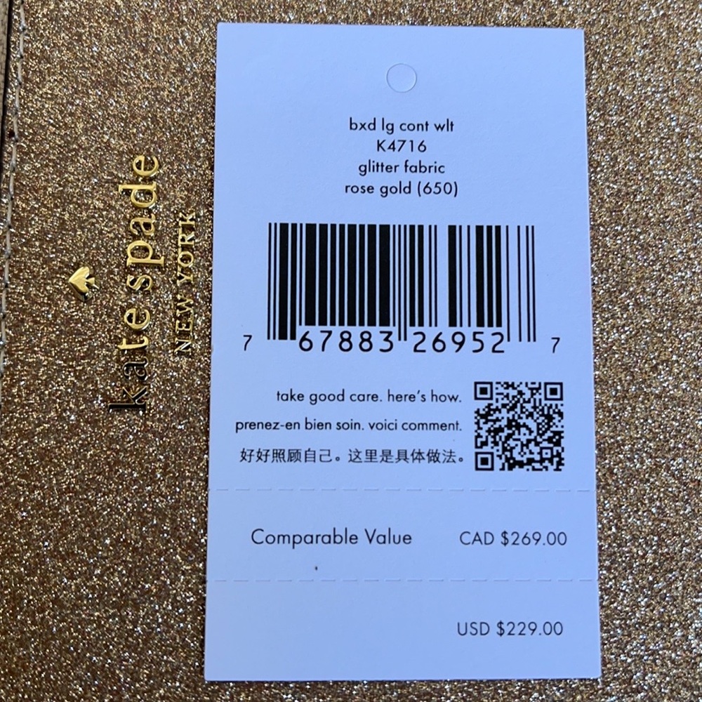 Kate Spade shimmy glitter boxed large continental wallet - Picture 13 of 16